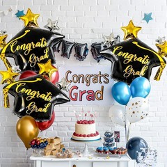 3Pcs Graduation Cap Balloons Large Congrats Grad Foil Balloons for Class of 2…