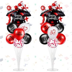 Red and Black 27 Pcs 2026 Graduation Balloon Centerpiece with Stand Congrats …