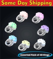 LED Light Up Flashing Jelly Bumpy Rings Pack of 48 Assorted Colors By Party Glow