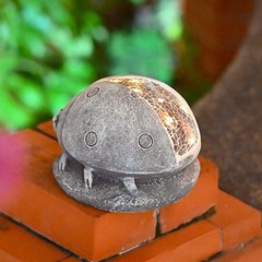 Energy Efficient Solar LED For BEETLE Statue Gray Resin Garden Decoration