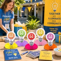 12Pcs VBS 2026 Decorations Honeycomb Centerpieces Double Sided Colorful Light…