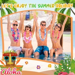 400 Counts Hawaiian Leis Necklace Bulk Tropical Luau Decorations Flower Lei C…