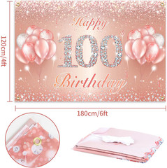 Happy 100Th Birthday Banner Backdrop – 100 Birthday Party Decorations Supplies f