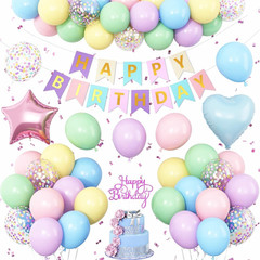 Pastel Rainbow Birthday Decorations,Macaron Pink Blue Purple Green Yellow Colorf