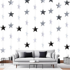 Silver Shining Star Hanging Garland Silver Hanging Sparkling Star Streamer Glitt