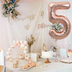 40 Inch Rose Gold Large Numbers Balloons 0-9, Number 5 Digital 5 Helium Balloons