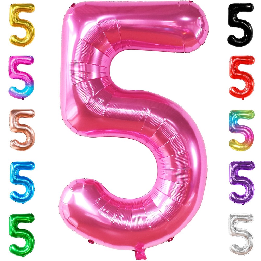 KatchOn, Giant Hot Pink 5 Balloon Number 40 Inch | 5th Birthday Balloons For…