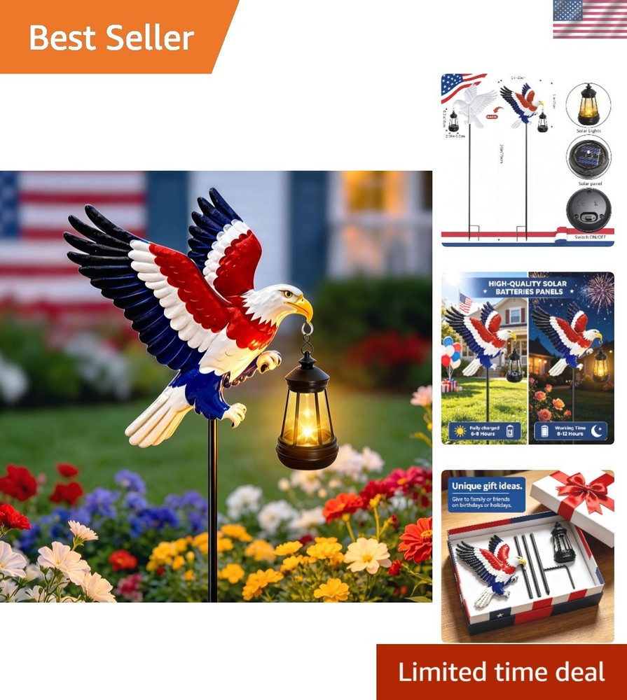 Bald Eagle Solar Garden Light – Waterproof Outdoor Lantern for Yard Decor