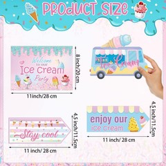 20 PCS Ice Cream Party Decorations Sign Theme Birthday Photo Prop Cutouts