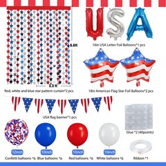 Red White and Blue Balloons Party Decorations with Patriotic Theme Foil Fring…