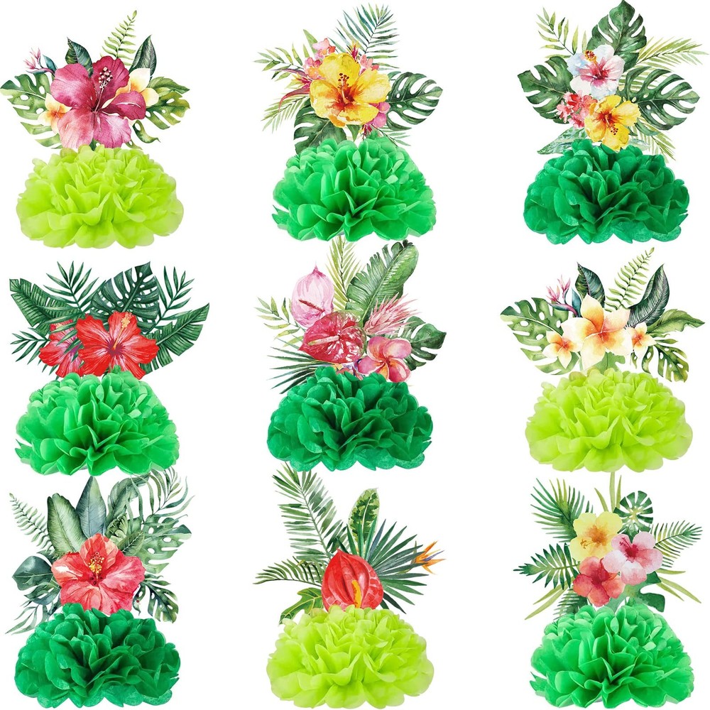 Hotop 9 Pcs Hawaii Luau Party Decorations Honeycomb Centerpieces, Aloha Tropical