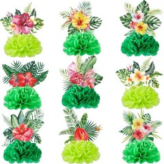 Hotop 9 Pcs Hawaii Luau Party Decorations Honeycomb Centerpieces, Aloha Tropical