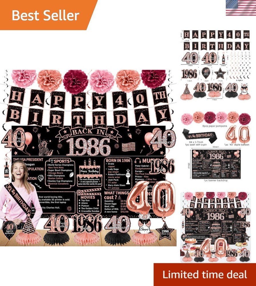 Glamorous Rose Gold 40th Birthday Decorations – 21pcs for Unforgettable Parties