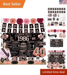 Glamorous Rose Gold 40th Birthday Decorations – 21pcs for Unforgettable Parties
