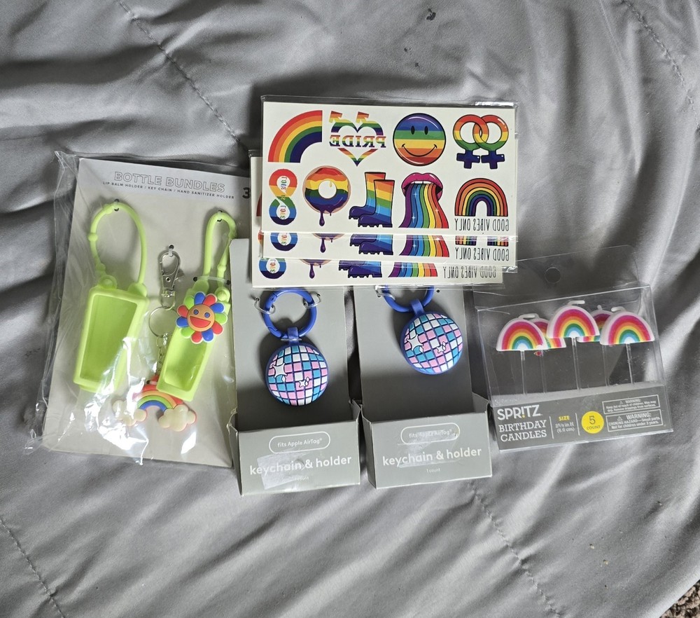 Pride Rainbow Party Lot | Keychains, Candles, 234 Tattoos, Accessories