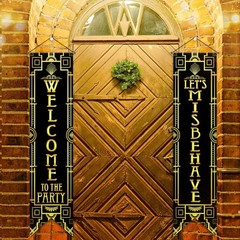 Roaring 20s Party Decorations New Year Porch Signs Black and Gold Banner 1920s