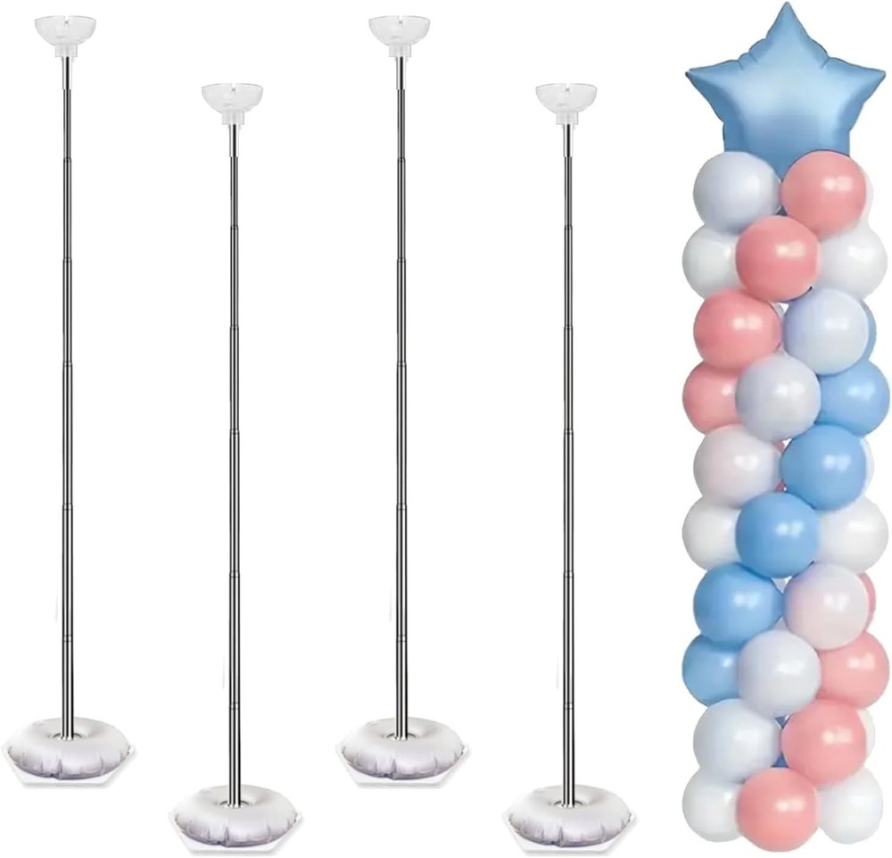 Pink & Blue Balloon Column Stand Kit for Baby Shower, Height Adjustable Balloon