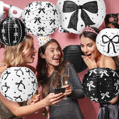 12 Pcs Black Bow Paper Lanterns Black Bow Birthday Party Decorations Birthday…