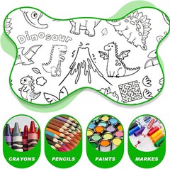 Dinosaur Themed Coloring Tablecloth for Kids Large Size Drawing Paper Coloring