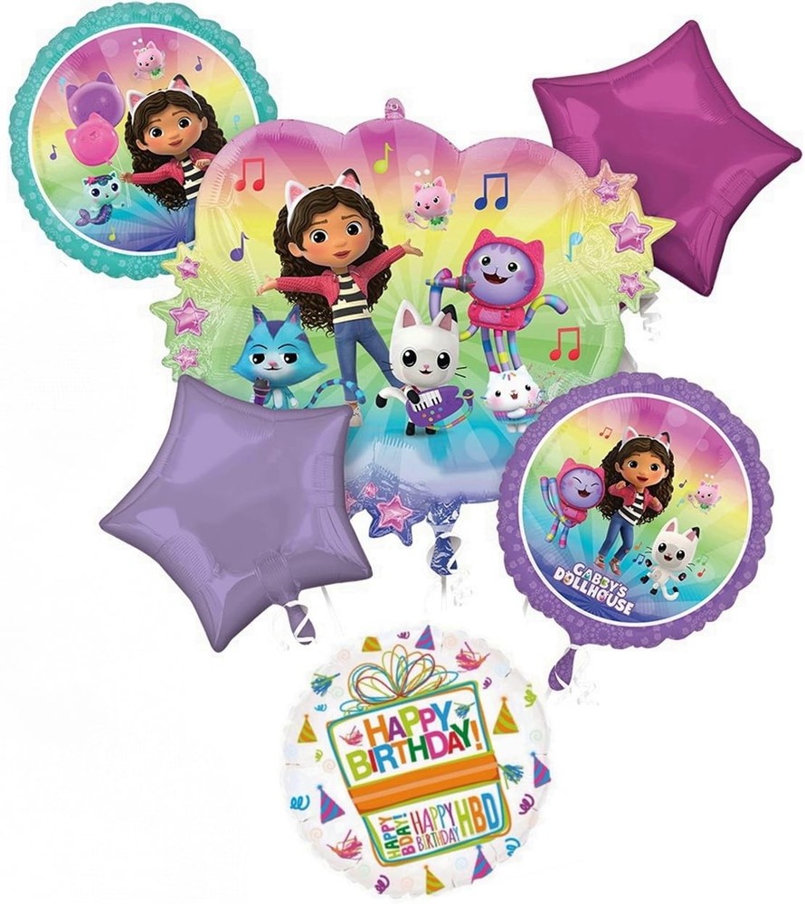 Birthday Party Supplies Balloon Bouquet Cat Dollhouse Decorations 6pcs
