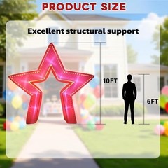 Movie Night Decorations Inflatable Star Arch 10ft Decorations Red Light Up