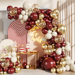 Burgundy Balloon Arch Garland Kit, 140Pcs Burgundy Maroon Gold Sand White Confet