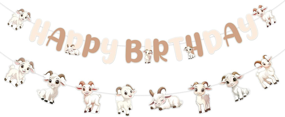Goat Birthday Decorations, Goat Theme Happy Birthday Banner Farm Animals Theme