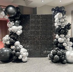 153Pcs Black and Silver Balloons Garland Arch Kit with Stars – 22 18 12 10 5 inc