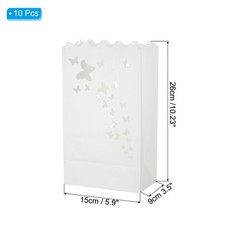 White Paper Luminary Bags, 10 Pcs Butterfly Flame Resistant Candle Bags