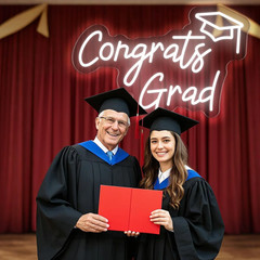Congrats Grad Neon Sign USB Powered LED Light Graduation Party Decoration