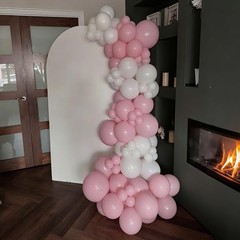 Light Pink Balloon Arch Kit, 134Pcs Pink and White Balloons