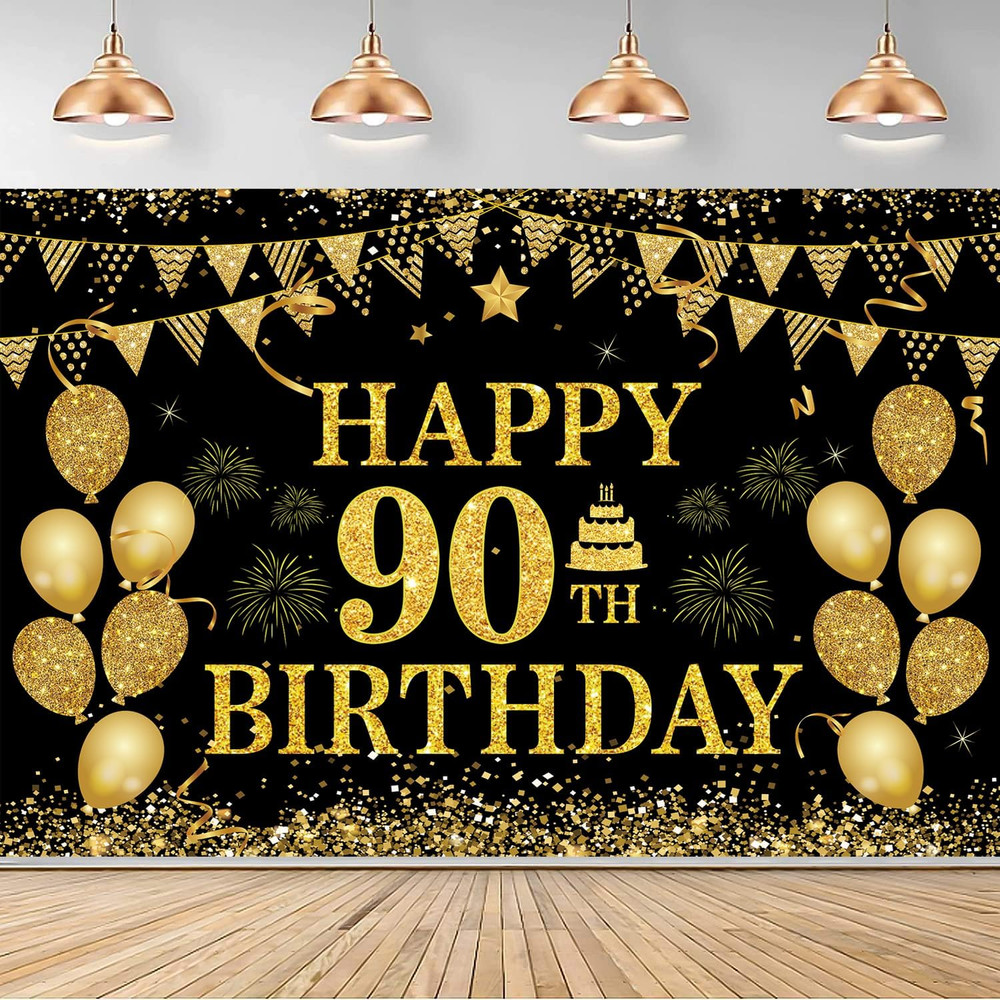 90Th Birthday Decorations for Women Men – Happy 90Th Birthday Banner Decorations