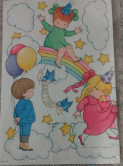 Vtg 80s Hallmark Joan Walsh Anglund Rainbow Birthday Party Centerpiece Sealed