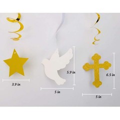 First Communion Hanging Swirls Baptism Decorations Boy Girl Party 22 PCS