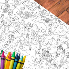 – Camping Party Coloring Table Runner – 17In X 8Ft Huge Coloring Sheet for Kids