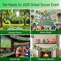 Soccer Party Decorations Banner Set, International World Flags Garland with Socc