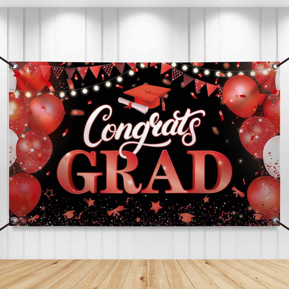 Xtra Large Congrats Grad Banner 72×44 Inch for Class of 2026 Graduation Party