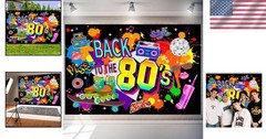 Fade-Resistant 80s Retro Background – 7×5 ft for Photography & Celebrations