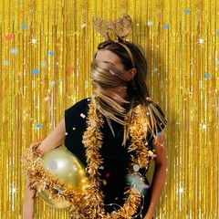 3 Pack Gold Backdrop Birthday Decorations Foil 3.28 ft x 6.56 ft,