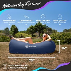 Navy & Red Inflatable Lounger 2 Pack | 210T Polyester Inflatable Couch | No-P…