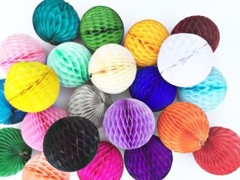 3x Royal Blue 8 Inch HoneyComb Round Tissue Paper Lantern Balls Pom Poms Wedding