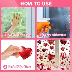 Valentines Day Window Clings Heart Stickers for Glass Door Windows,…