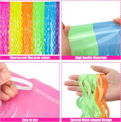 4 Pack Neon Tinsel Foil Fringe Table Skirts 108 X 29.5 Inch Glow in the Dark Par