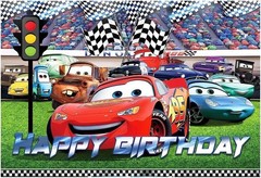 Racing Car Theme Happy Birthday Backdrop，5×3.5ft Birthday Party Decoration