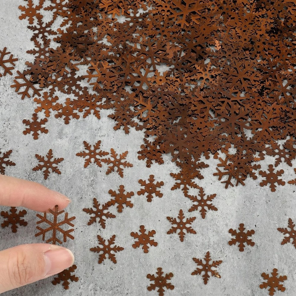 Jaloro 2800 Pcs Winter Rusty Snowflakes Confetti for Crafts Metal Color PVC S…