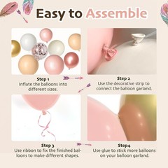 136pcs Boho Balloon Arch Garland Kit, Blush Dusty Pink Nude Ivory White Rose …