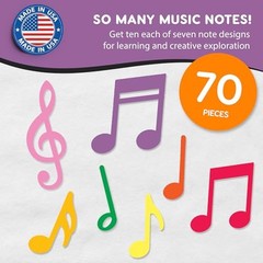 70pcs Colorful Music Notes Cutouts Musical Party Decorations in 7 Multi Color