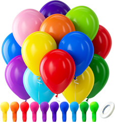100 Pack Assorted Rainbow Latex Balloons, 12″ Helium for Birthday, Baby Shower