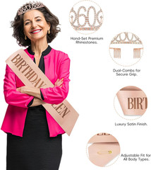 60Th Birthday Decorations, Rose Gold Black Back in 1966 Party Supplies Kit with