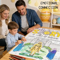 Giant Easter Coloring Posters for Kids – 2PCS 35″ x 31″ Paper Coloring Banner…